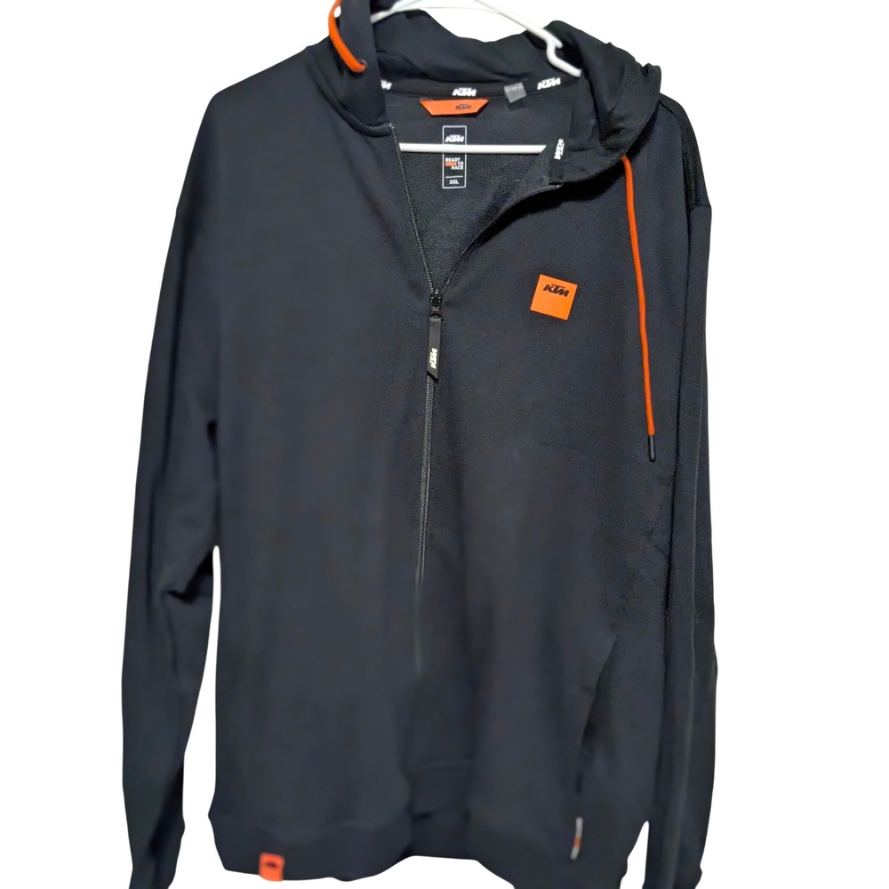 KTM Hoodie Mens XXL Black Ready To Race Full Zip Cotton Blend Moto Sportswear